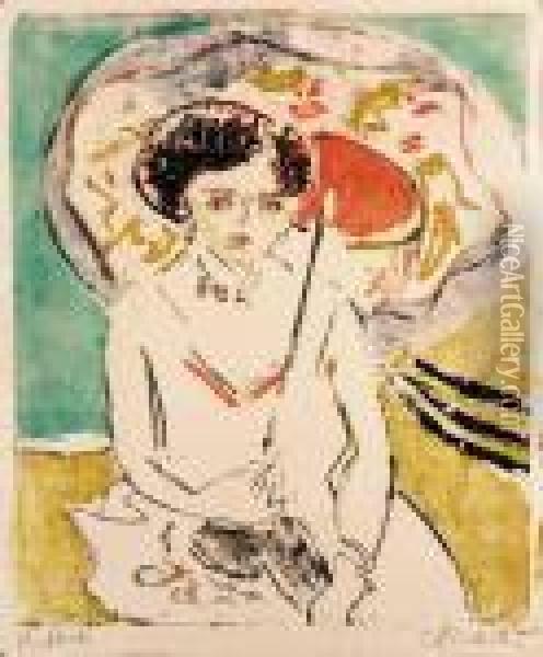 Dodo Mit Japanischem Schirm Oil Painting - Ernst Ludwig Kirchner