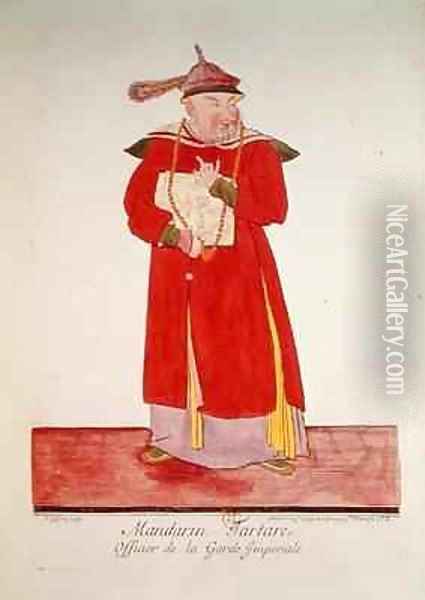 A Tartar Mandarin of the Imperial Guard from Estat Present de la Chine Oil Painting - Pierre Giffart