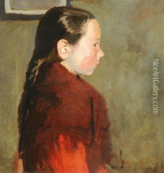 Girl In Shawl Oil Painting - Adolf Fenyes