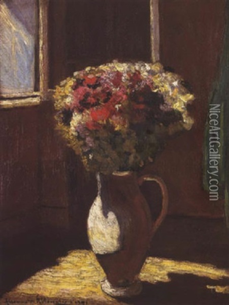 Vase And Flowers Oil Painting - Alexandre Altmann