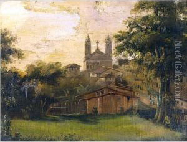 View Of The Church Of Santa Fede, Mexico Oil Painting - Abraham Louis Buvelot