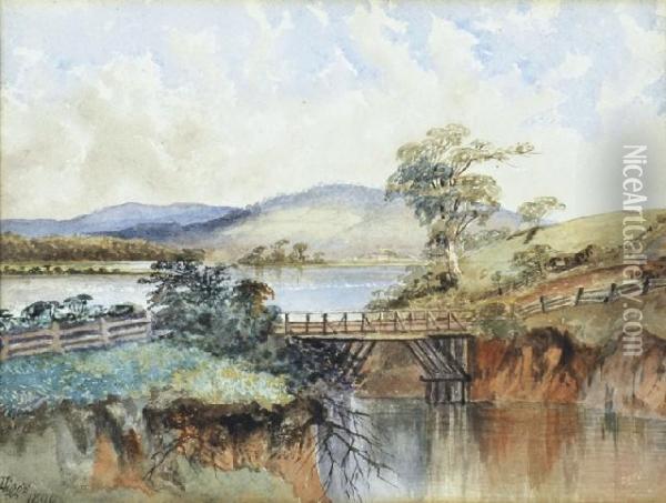 River Scene Oil Painting - Joshua Higgs Senior