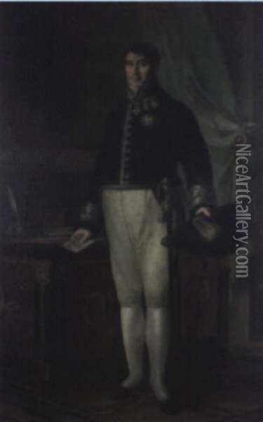 Retrato De Antonio Sainz De Zafra, Intendente Del Ejercito Oil Painting - Miguel Parra Y Soler