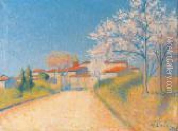 La Route A L'entree De Cailhavel Oil Painting - Achille Lauge
