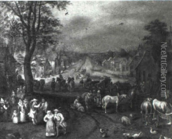 Village Scene Oil Painting - Pieter Brueghel the Younger