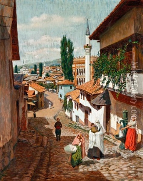Szarajevoi Utcareszlet Oil Painting - Spiro Bocaric