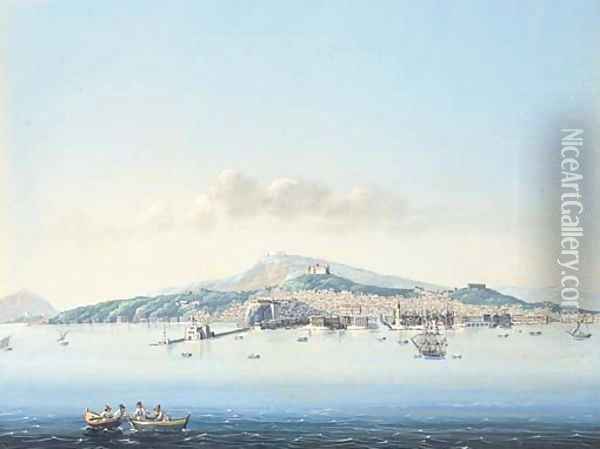 A view of the bay of Naples Oil Painting - Neapolitan School