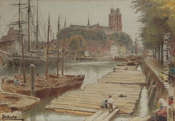 Dordrecht. Oil Painting - Albert Goodwin