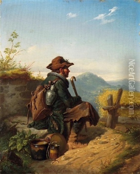 Die Rast Oil Painting - Friedrich Moritz Wendler