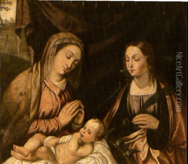 Madonna Mit Kind Und Die Heilige Katharina Oil Painting - Polidoro da Lanciano