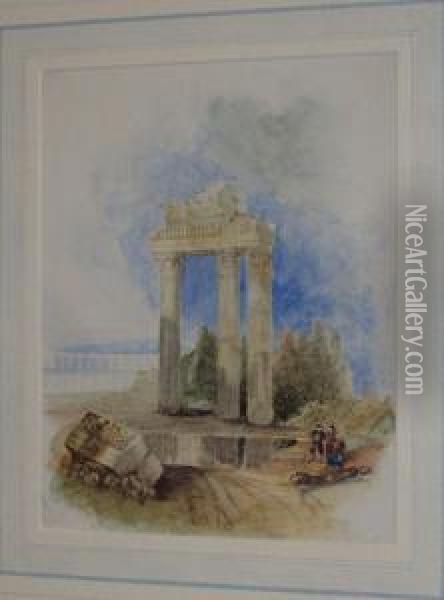 Classical Ruins Oil Painting - George the Elder Scharf