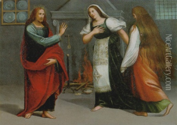 Christo In Casa Di Marta E Maria Oil Painting - Vincenzo di Benedetto Tamagni
