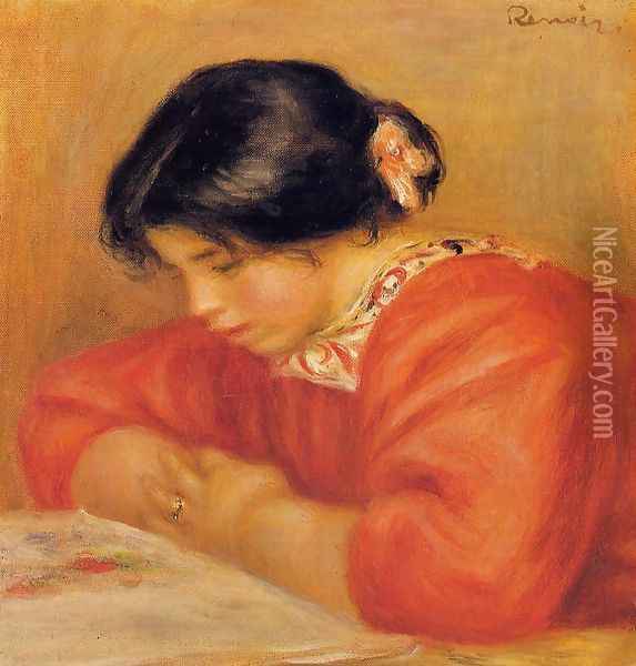 Leontine Reading 2 Oil Painting - Pierre Auguste Renoir
