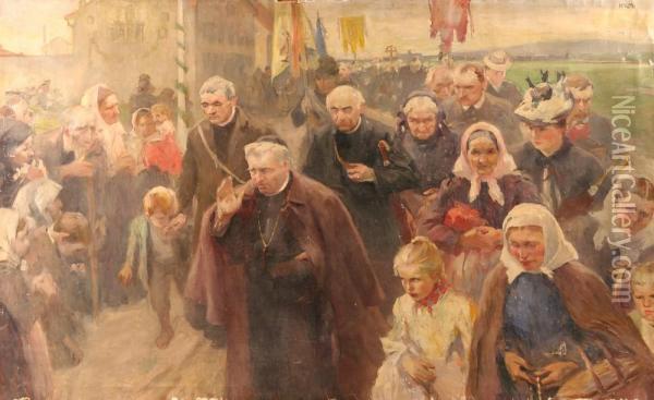 The Procession Oil Painting - Artur Lajos Halmi