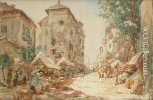 Morroccan Street Scene Oil Painting - Thomas William Morley
