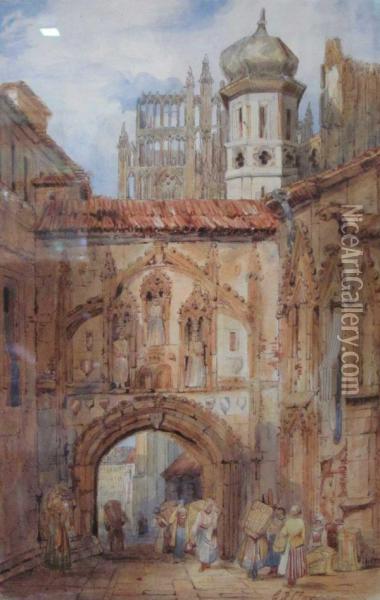 European Street Scene Oil Painting - Samuel Prout