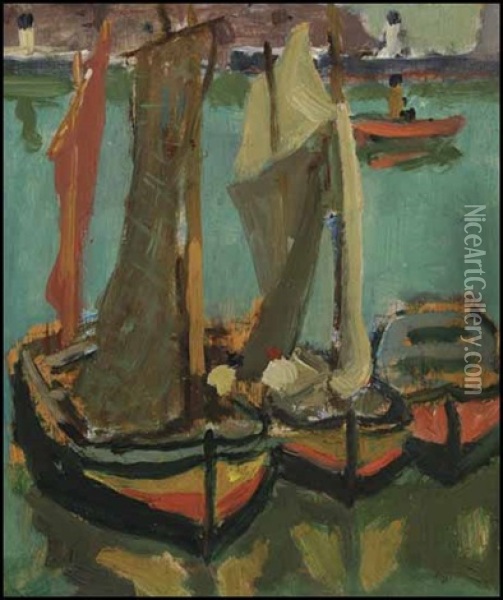 Boats In The Harbor Oil Painting - James Wilson Morrice