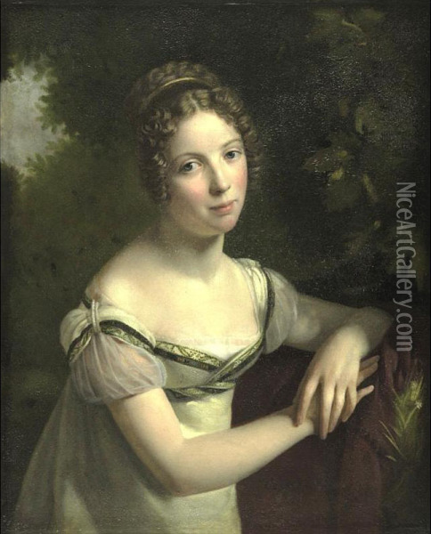 Portrait Of A Lady Oil Painting - Jean Francois Gerard Fontallard