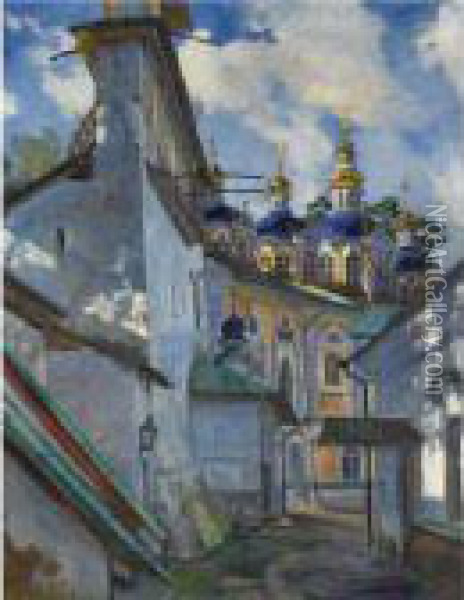 View Of The Pechera Monastery Oil Painting - Sergey Arsenievich Vinogradov