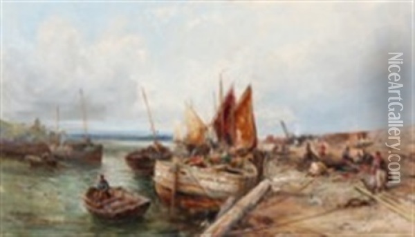 Harbour Scenery From Cromer, England Oil Painting - William Edward Webb