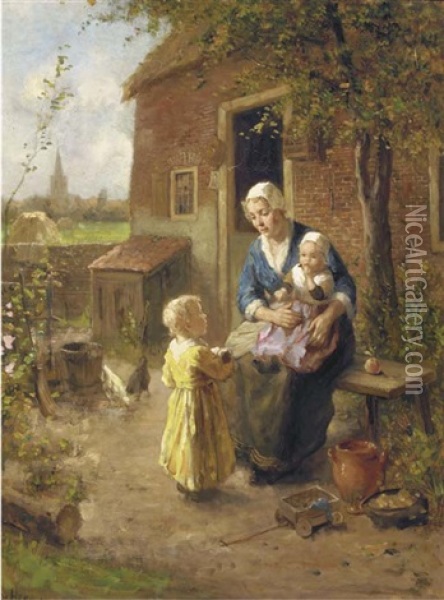 A Loving Family Oil Painting - Bernard de Hoog