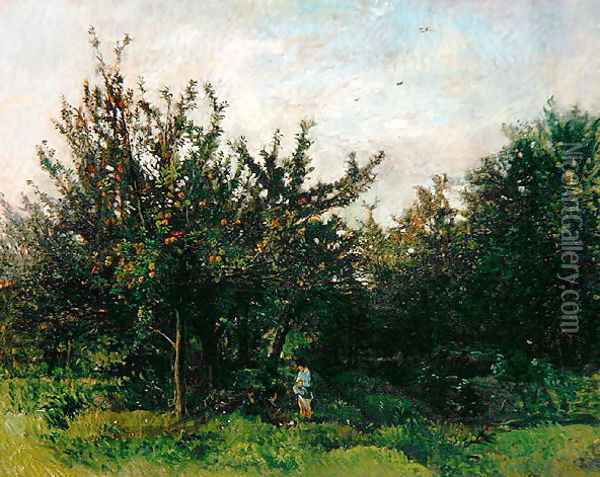 An Apple Orchard Oil Painting - Charles-Francois Daubigny
