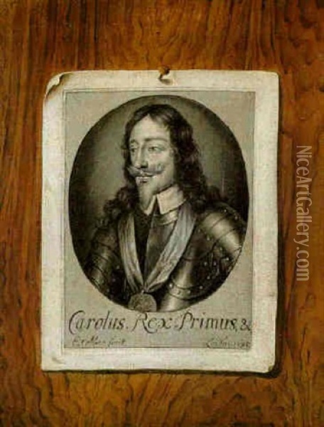 Trompe L'oeil Still Life Of A Print Of Charles I Oil Painting - Edward Collier
