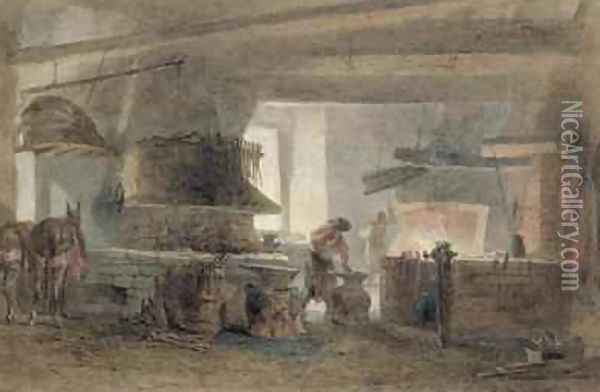 A Smithy at Seville Oil Painting - Edward Angelo Goodall