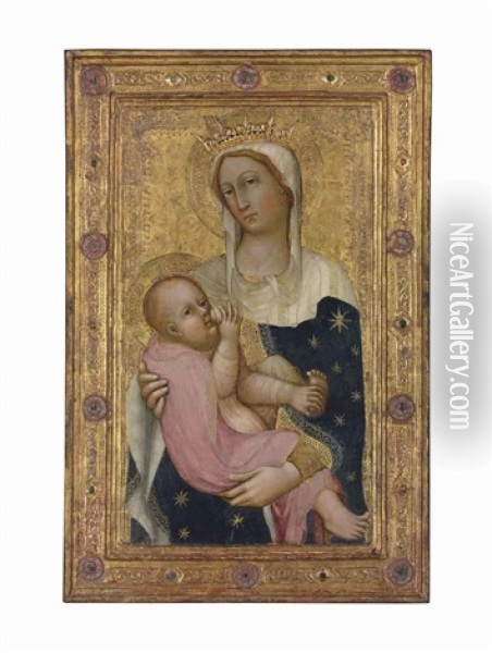 The Madonna Nursing The Christ Child Oil Painting - Paolo Di Giovanni Fei