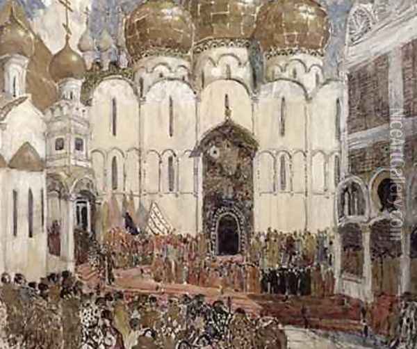 Stage design for Boris Godunov Oil Painting - Aleksandr Jakovlevic Golovin