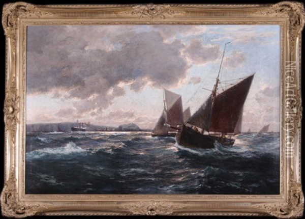 Lodzie Na Morzu Oil Painting - Erwin Carl Wilhelm Guenther