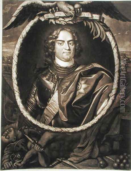 Augustus II 1670-1733 King of Poland, 1709 Oil Painting - Pieter Schenk