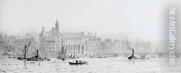 County Hall, London Oil Painting - William Lionel Wyllie