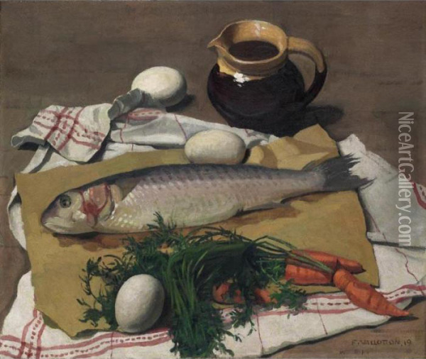 Mulet Legumes Et Oeufs 1919 Mulet Vegtables And Eggs 1919 Oil Painting - Felix Edouard Vallotton