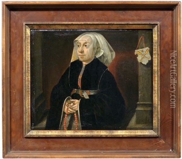 Bildnis Eines Herren Hinter Einer Brustung (+ Bildnis Einer Frau; Pair) Oil Painting - Bartholomaeus Bruyn the Elder