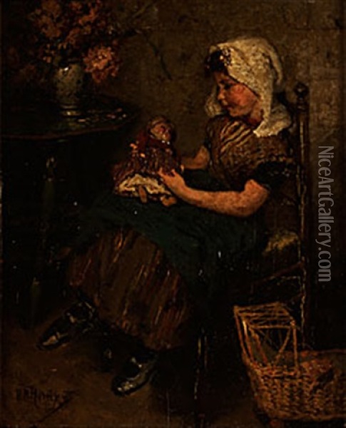 Lekande Flicka Oil Painting - Henricus Mattheus Horrix