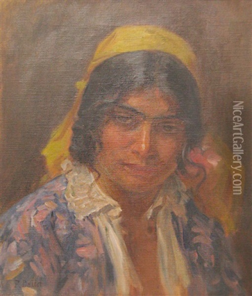 Gipsy Portrait Oil Painting - Pierre Bellet