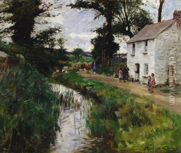The Path Along The Stream Oil Painting - Stanhope Forbes