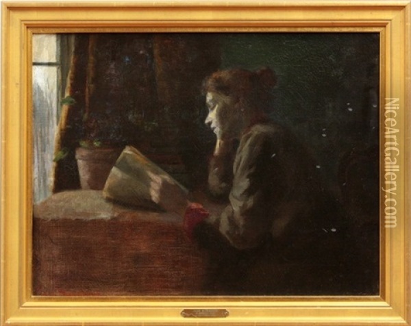 Woman Reading Oil Painting - Jean Mannheim
