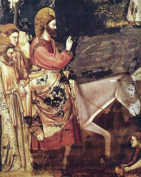 No. 26 Scenes from the Life of Christ- 10. Entry into Jerusalem (detail) 1304-06 Oil Painting - Giotto Di Bondone