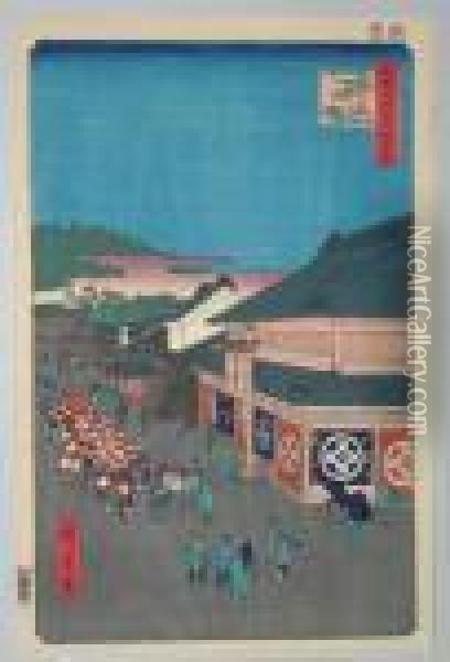 Serie Des 100 Vues D'edo Oil Painting - Utagawa or Ando Hiroshige