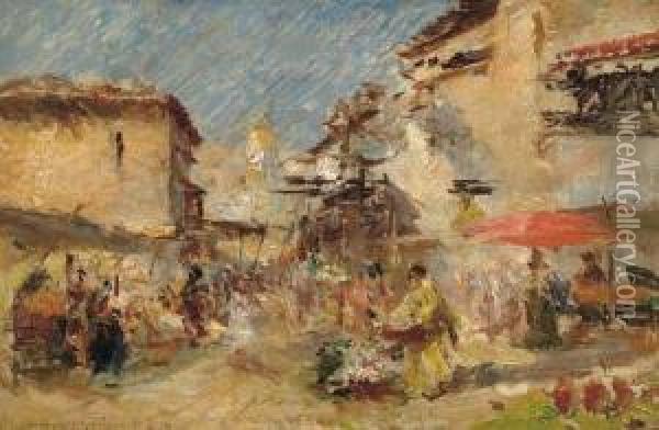 Scene De Marche. 1908 Oil Painting - Guido Sigriste