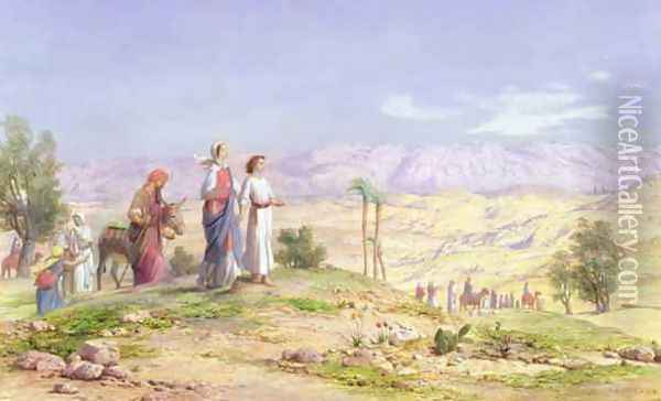 The Holy Family Approaching Jerusalem from Nazareth Oil Painting - John Rogers Herbert
