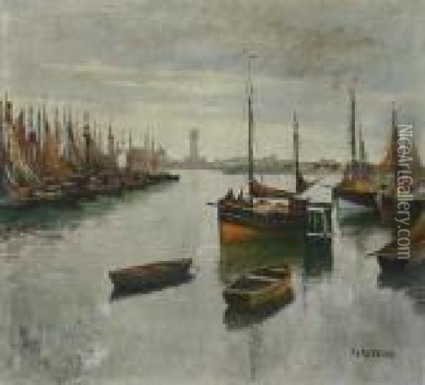 The Harbor Of Antwerp Oil Painting - Franz Van Genesen