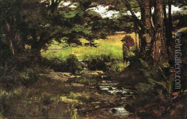 Brook in Woods Oil Painting - Theodore Clement Steele