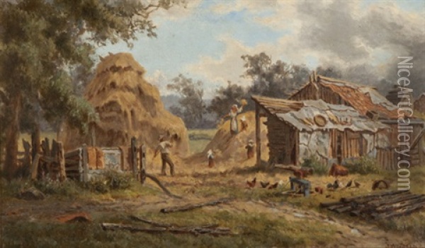 Old Dairy Caulfield Oil Painting - James Waltham Curtis