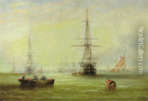 Segelschiffe Beim Ausbooten Oil Painting - William Callcott Knell