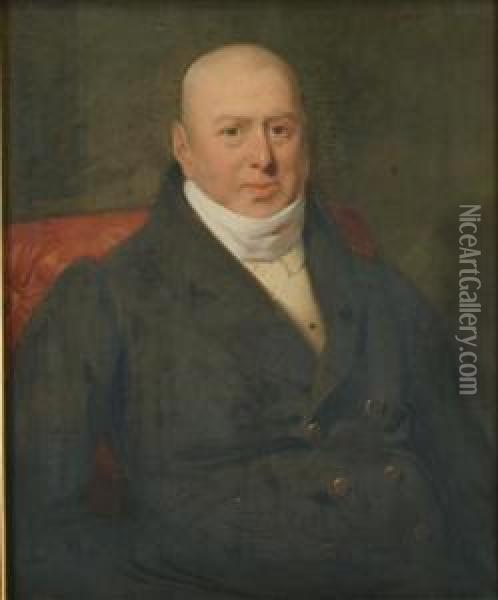 Portrait Of J.heathcote Esq Half Length Seated Oil Painting - Henry Room