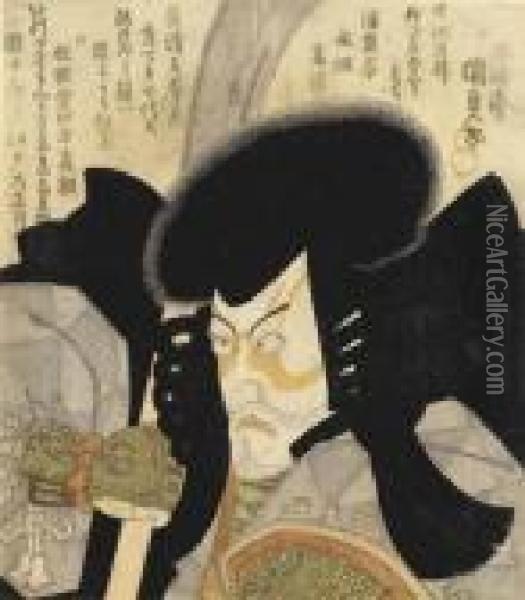 Three Surimono Oil Painting - Kunisada