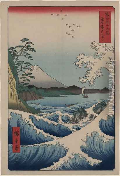 View of Mount Fuji from Satta Point in the Suruga Bay Oil Painting - Utagawa or Ando Hiroshige